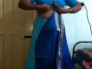 desi Indian  tamil aunty telugu aunty kannada aunty  malayalam aunty Kerala aunty hindi bhabhi horny cheating wife vanitha wearing saree showcasing big boobs and shaved pussy Aunty Changing Dress well-prepped for party and Making Video